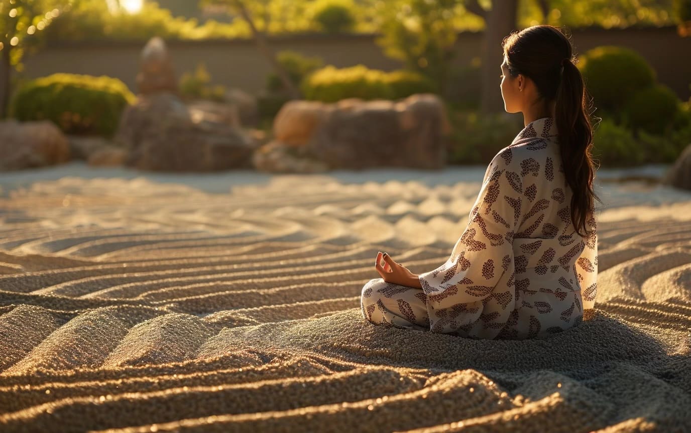 Sit and meditate in zen garden.